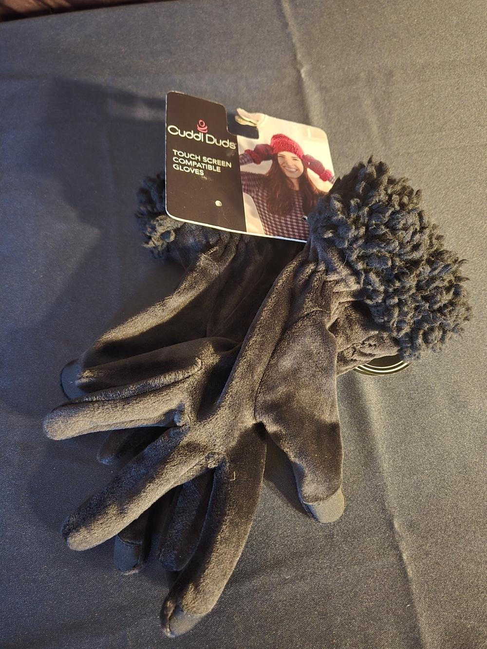 Cuddl Duds Womens Black Touchscreen Compatible Gloves